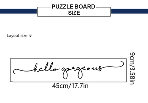Size dimensions for Hello Gorgeous calligraphy wall decal, 45cm long by 9cm high