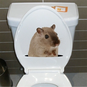 Creative 3D Animal Hamster Wall Sticker Waterproof PVC Decal For Toilet Lid Fridge Washing Machine Home Bathroom Art Decoration