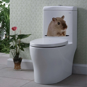 3D realistic brown hamster wall sticker for toilet tank home decoration creative wall decal