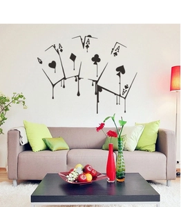 Creative dripping playing cards Ace wall sticker on a minimalist living room sofa background