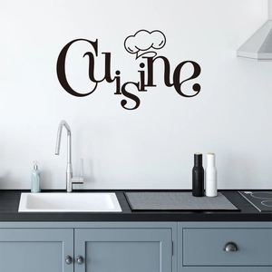 Adesivo murale Cuisine moderno con cappello da chef su parete bianca minimalista