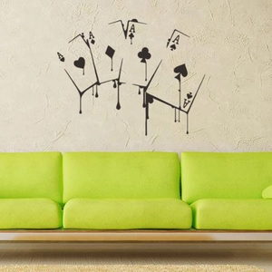 Creative black poker card wall decals featuring melting Ace designs for modern home decor
