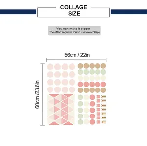 Size chart for geometric Morandi wall stickers showing 56x60cm dimensions for home decor