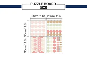 Size guide for geometric wall stickers showing 28x30cm dimensions per panel