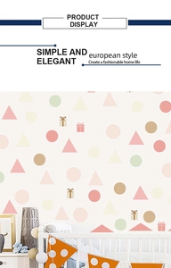 Morandi geometric wall stickers for kids room with pastel circles and gift box patterns