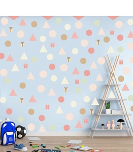 Detailed view of Morandi-style geometric wall stickers for nursery and kids' rooms