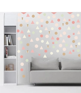 Modern Morandi geometric wall decals with minimalist circles and gift icons for home decor