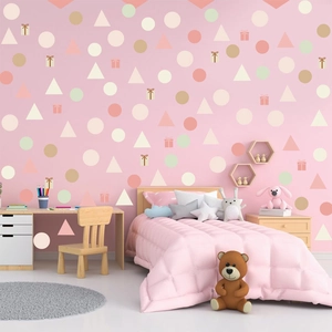 Morandi Geometric Wall Stickers PVC Polka Dot Triangle Gift Box Decals For Kids Nursery Bedroom Living Room Home Decoration