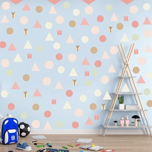 Morandi geometric wall decals with dots and triangles for kids bedroom decoration