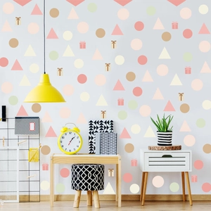Morandi geometric wall stickers with circles and triangles for modern room decor