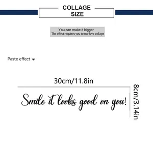 Spécifications de taille pour sticker mural Smile mesurant 30cm de large sur 8cm