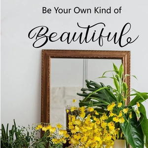 Sticker Mural Citation Be Your Own Kind Of Beautiful PVC Noir Amovible Lettres Inspirantes pour Chambre à Coucher Salon Maison