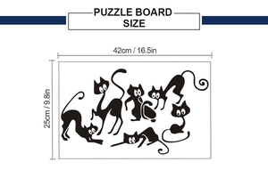Layout details and 42cm x 25cm size specifications for black cat wall sticker sheets