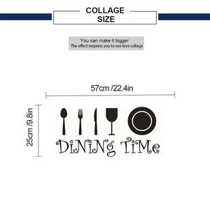 Wandsticker Dining Time Maße in der Übersicht mit 57cm Breite und 25cm Höhe für Küchen