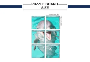 Detailed size guide for 3D dolphin bathtub stickers with 15x15cm single piece dimensions