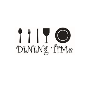 Wandtattoo Dining Time mit Küchenutensilien-Silhouetten für die Küchendekoration