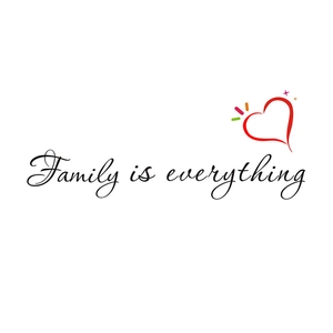 Sticker mural Family is everything avec cœur rouge pour décoration de salon maison