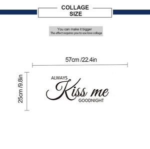 Specifiche dimensionali dell'adesivo Kiss Me Goodnight, 57cm x 25cm, decorazione da muro