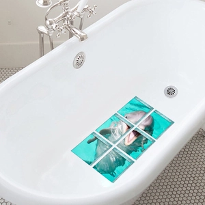 6-piece 3D blue dolphin bathtub stickers with anti-slip texture for bathroom safety decor