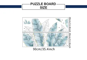 Size chart showing dimensions for 90x60cm tropical leaf wall stickers on white background