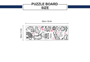 Size chart for cute cartoon cat PVC wall stickers showing 90x30cm measurements