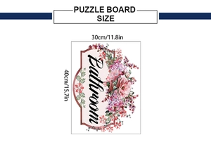 Floral bathroom wall art sticker showing detailed 30x40cm dimensions and vintage design