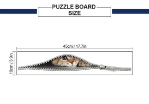 Size chart for cat wall sticker puzzle board showing 45cm by 10cm dimensions