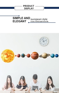 Detailed realistic solar system wall stickers set with sun and eight planets