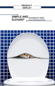 Close-up of realistic 3D cat zipper wall sticker for bathroom and toilet lid decor