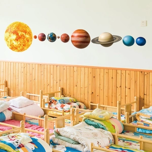 Solar system planets PVC wall stickers set for living room and bedroom decoration