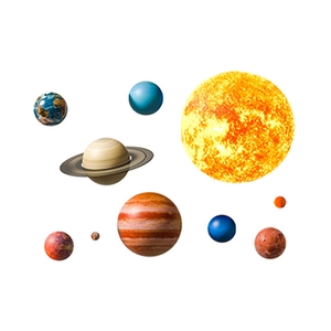 Vibrant solar system planet PVC wall sticker set including Sun Earth and Saturn for room decor