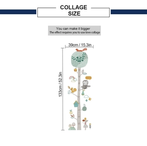 Dimensions détaillées du sticker mural arbre avec hibou pour mesurer la taille