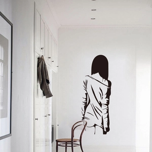 Sexy Back Of Woman Minimalist Line Art Wall Sticker Modern PVC Black Silhouette Beauty Decal For Living Room Home Decor