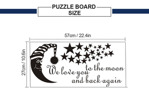Vue détaillée du sticker mural lune et étoiles avec dimensions 57x27cm pour chambre