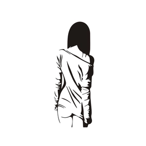 Minimalist black and white wall sticker featuring a creative female back silhouette art
