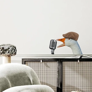 Funny cartoon goose with hat and microphone wall sticker for modern home decor