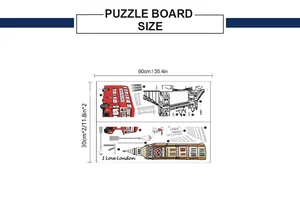 Size specifications for London bus wall sticker set measuring 90cm by 60cm in total