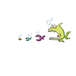 Cartoon big fish eats small fish wall stickers for bedroom living room decor