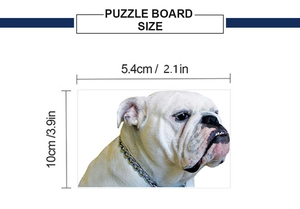 Detailed size specifications for cartoon bulldog car sticker with precise dimensions