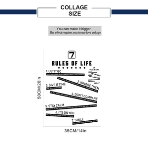 Guida alle dimensioni dell'adesivo murale ispiratore 35x50cm 7 Rules of Life