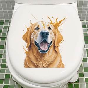 Realistic Golden Retriever dog wall sticker for bathroom toilet lid decoration
