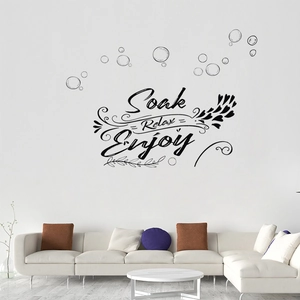 Soak Relax Enjoy bubble wall sticker for home decor in a modern living room setting