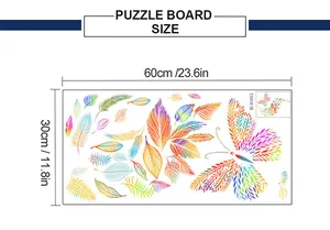 Size chart showing dimensions 60x30cm for colorful feather and butterfly wall decals