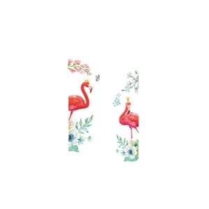 Watercolor pink flamingo and flower wall decals set for living room wall decoration