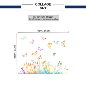 Detail view of colorful butterfly wall sticker with dimensions of 71cm x 55cm