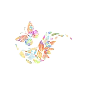 Colorful butterfly and rainbow leaves wall sticker for living room bedroom decoration