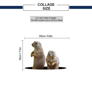 Size chart showing dimensions of 25x19cm for the marmot 3D hole wall sticker
