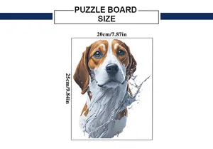 Tableau des tailles du sticker mural chien beagle de 20x25cm pour décor de salle de bain