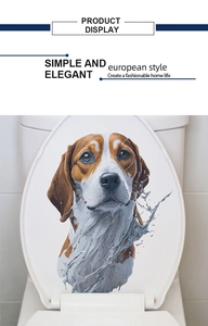Sticker réaliste de chien Beagle pour abattant de WC avec effets d'eau vive
