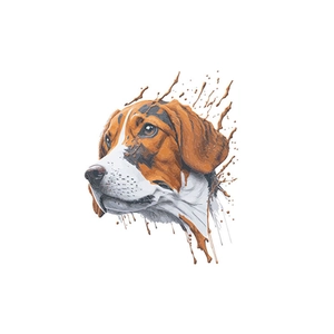 Artistic beagle hound wall sticker with realistic paint splashes for home bathroom decor